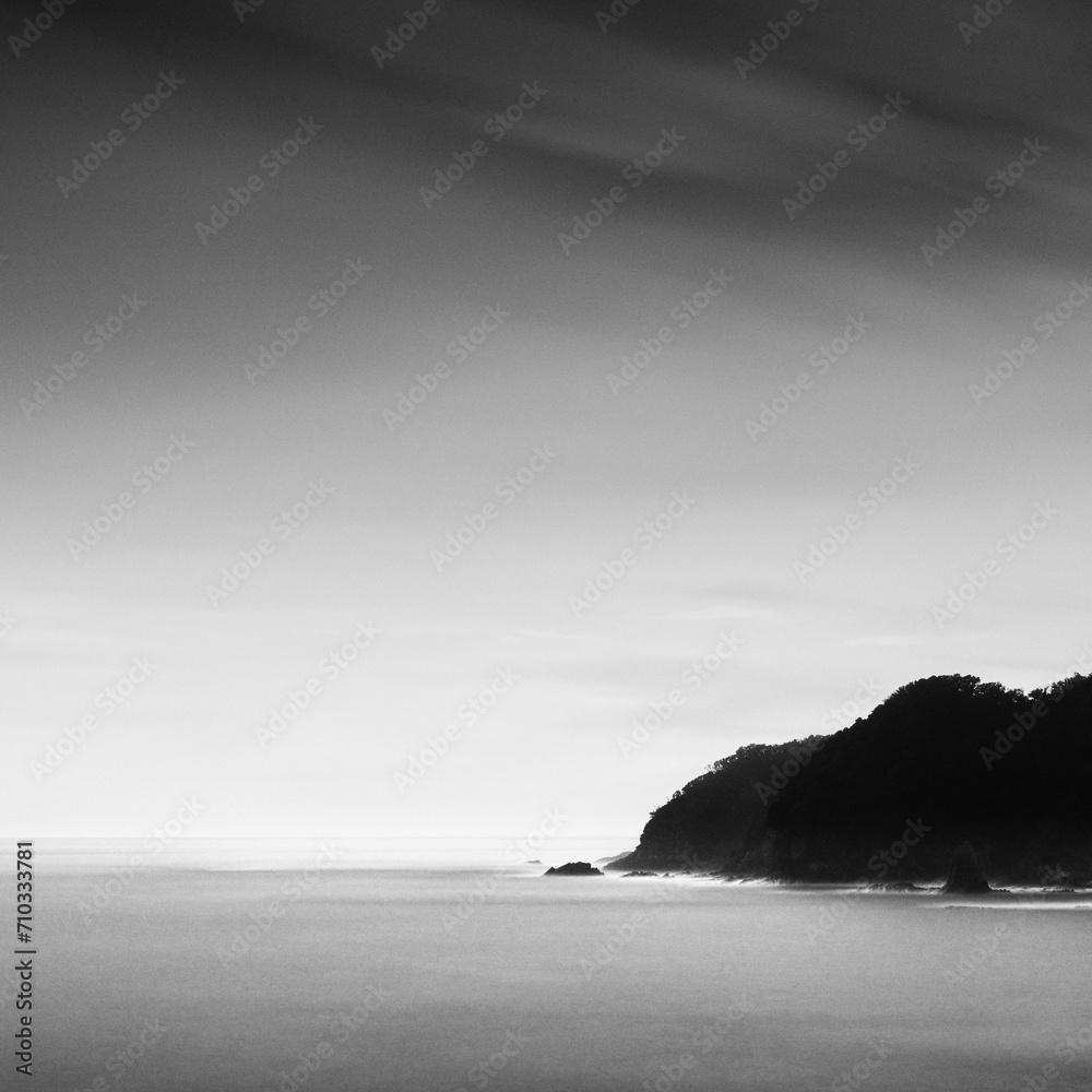 Long exposure shot of sea stacks in Izu Peninsula, Japan