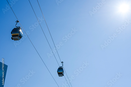Yokohama air cabin ropeway and blue sky, Japan