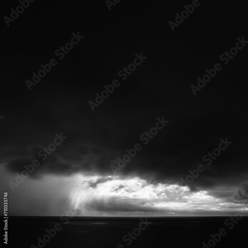 Long exposure of dramatic clouds over the sea, Izu Peninsula, Japan