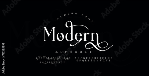 Fototapeta Naklejka Na Ścianę i Meble -  Minimal modern urban fonts for logo, brand etc. Typography typeface uppercase lowercase and number. vector illustration