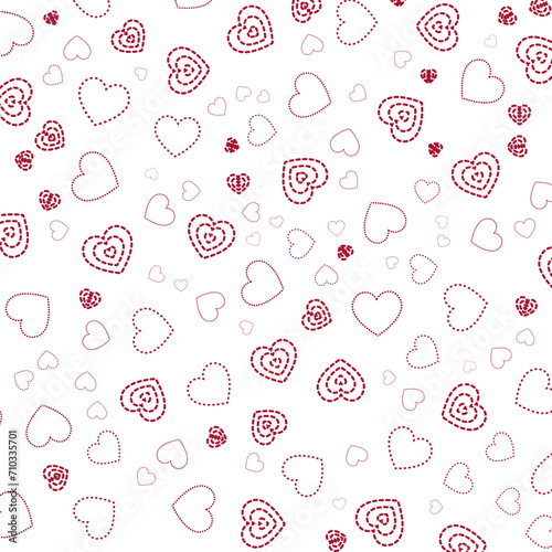 Heart geometric shapes pattern with dashed outline. For design, postcard, print, poster, party, valentine's day, wallpaper, papers, textiles, bed lines, tissue, etc.
