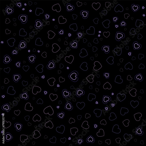 Heart geometric shapes pattern with dashed outline. For design, postcard, print, poster, party, valentine's day, wallpaper, papers, textiles, bed lines, tissue, etc.