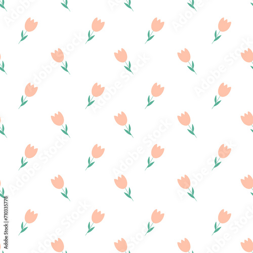 seamless pattern with peachy tulips 