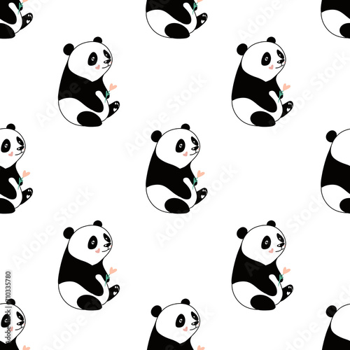 Fototapeta Naklejka Na Ścianę i Meble -  panda seamless pattern with cute pandas
