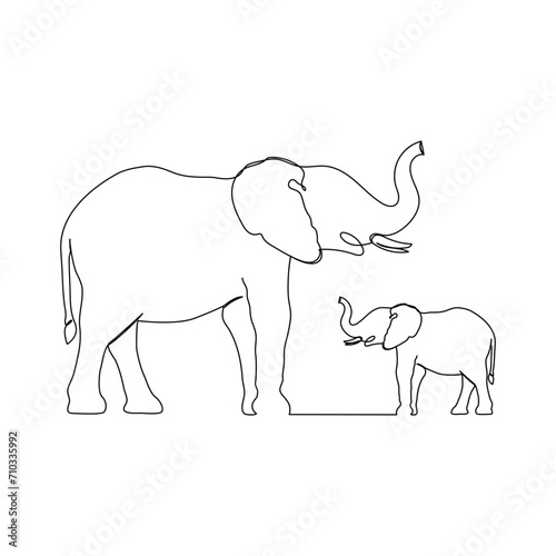 Elephant continuous single line art drawing and world wildlife Day concept Minimalist elephants outline editable active stroke vector.