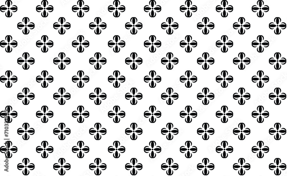 Simple floral pattern. Vector minimalist seamless texture. Abstract minimal geometric monochrome background. Repeat design for prints, textile. Gothic pattern.