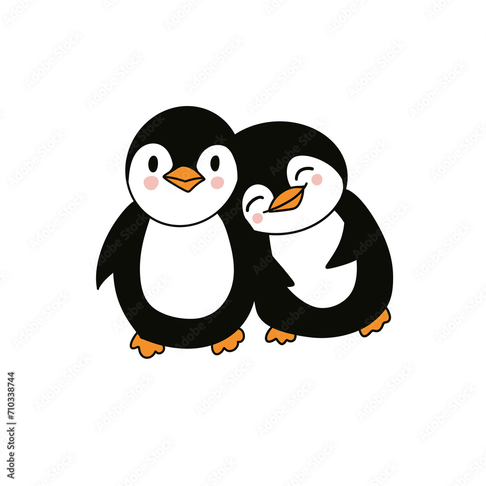 Fototapeta premium Couple of penguins in love, illustration 