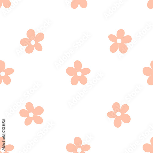 Seamless pattern with peach cute flowers 