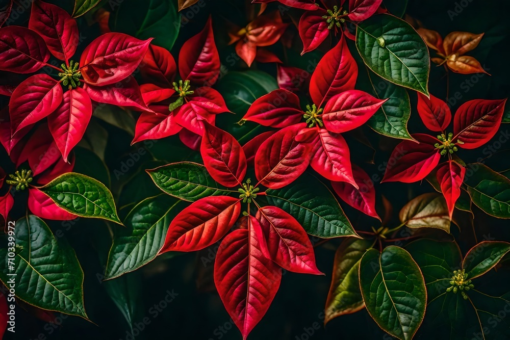 red and green leaves background