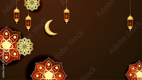 Gold red and brown vector luxury and elegant background template ramadan kareem traditional with mandala ornament. Ramadan luxury golden background