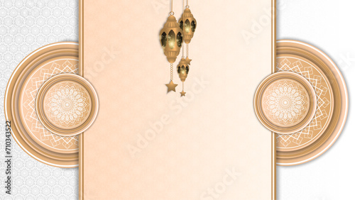 Beige gold and white vector luxury and elegant background template ramadan kareem traditional with mandala ornament. Islamic middle east Arabic luxury golden ornament background