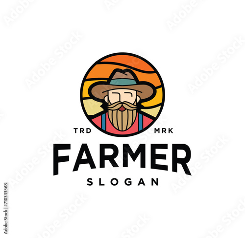 Farmer Man Logo Mascot Agriculture Farm Icon