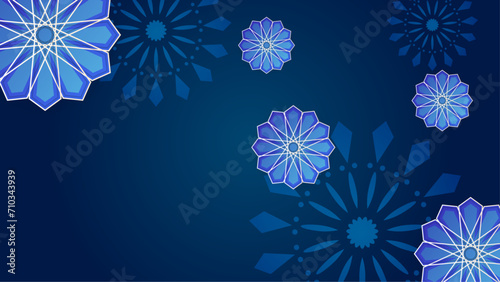 Blue and white vector luxury and elegant background template ramadan kareem traditional with mandala ornament. Mandala pattern star background