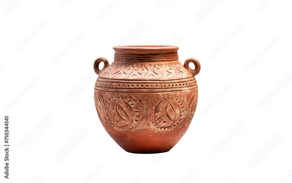 Ancient Artistry on Kashmiri Mud Pot On White or PNG Transparent Background.