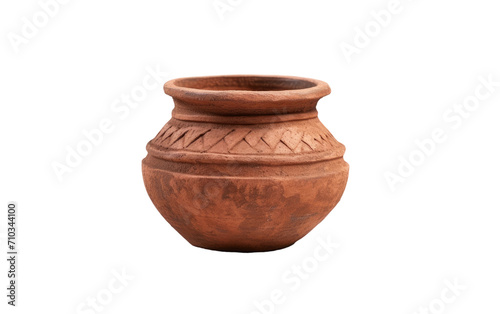 Hand-made Traditional Mud Pot and Art Design on it On White or PNG Transparent Background.