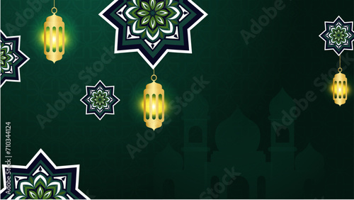 Green white and gold vector luxury and elegant background template ramadan kareem traditional with mandala ornament. Islamic ramadan blue luxury background with mandala for poster