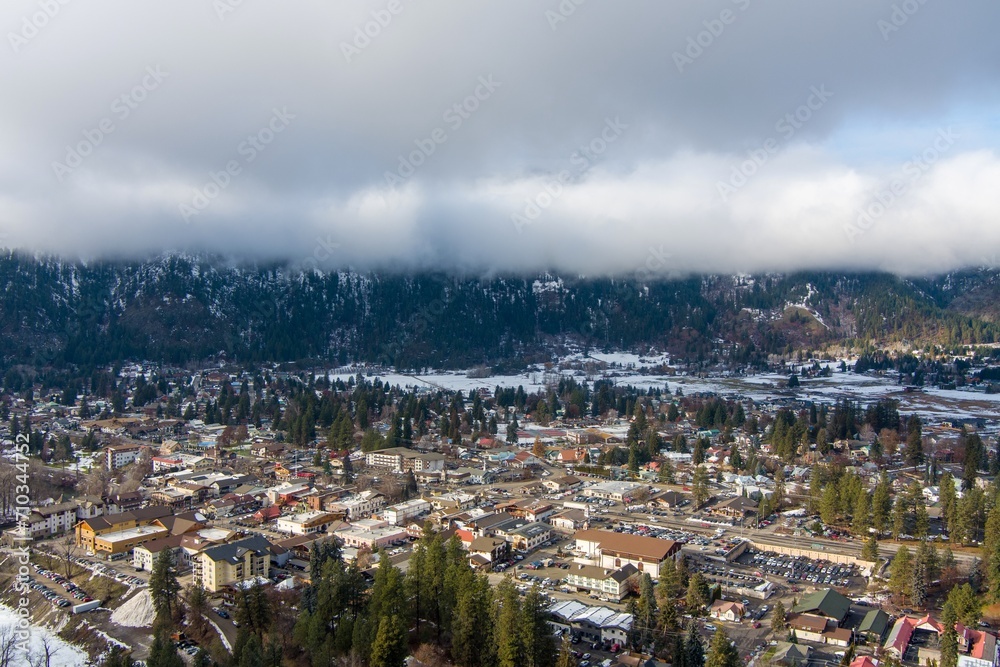 Leavenworth, Washington overcast winter landscape