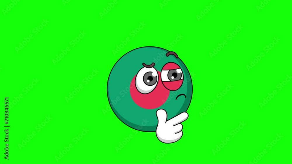Thinking animation of a flag of bangladesh cartoon, mascot animation with green green Thinking animation of a flag of bangladesh cartoon, mascot animation with green green