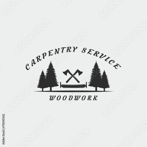carpentry logo vintage vector illustration template icon graphic design