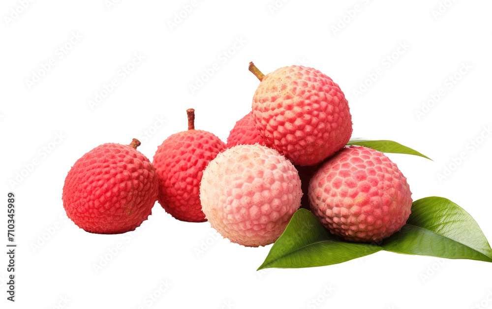 Bunch of Pink and White Lychee Clusters Adorned with Leaves On White or PNG Transparent Background. Bunch of Pink and White Lychee Clusters Adorned with Leaves On White or PNG Transparent Background.