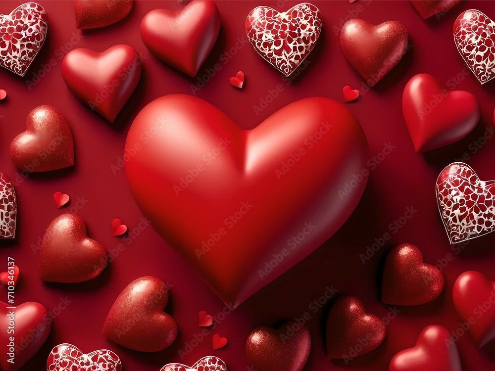 Fototapeta premium Valentine Love 3D Shape Background