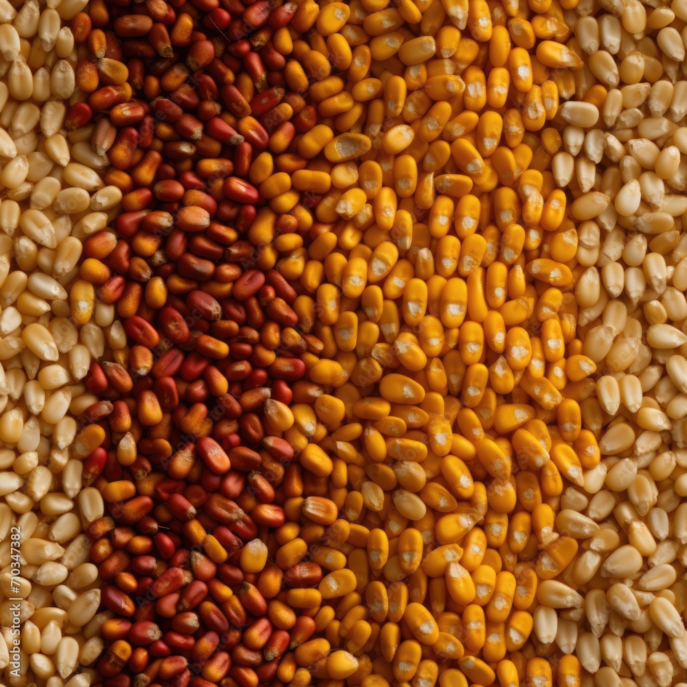 Corn, wheat, and other grains are arranged in a pattern. Generative AI. Corn, wheat, and other grains are arranged in a pattern. Generative AI.