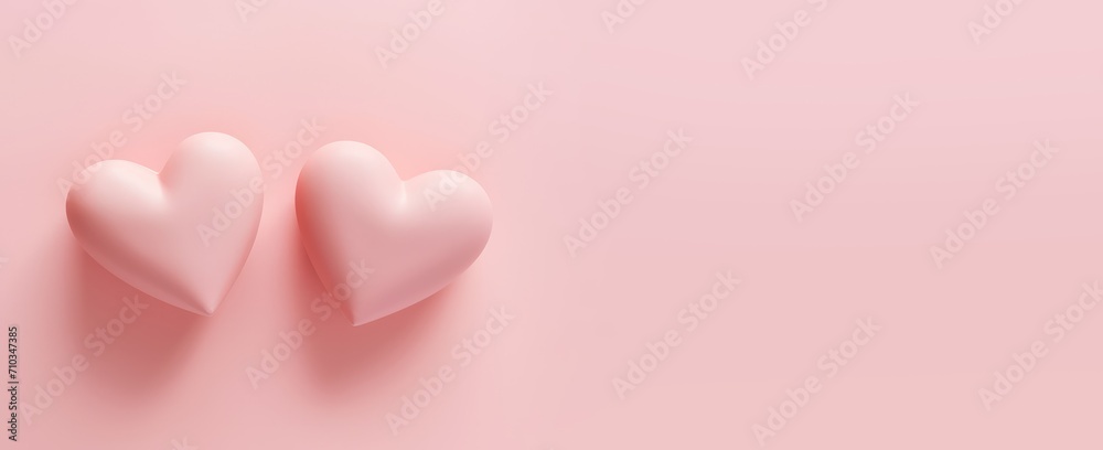 Love decoration background concept two hearts on pastel pink background,  Ai Generated(Multiple values)