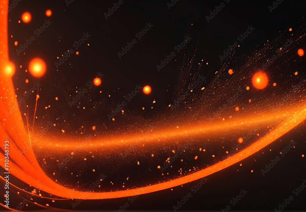 Fototapeta premium Abstract orange particles of optical fiber 3d illustration 