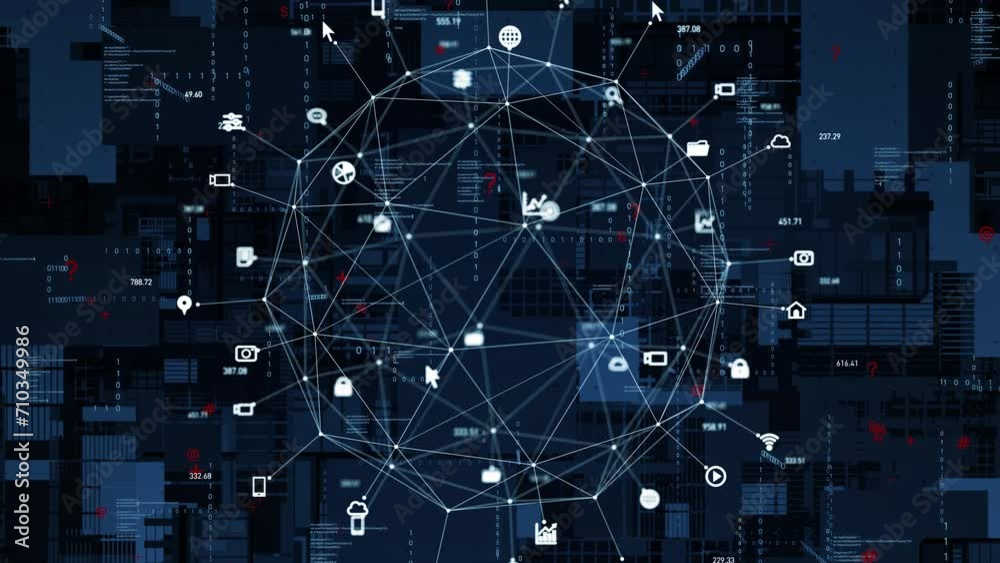 Communication network and digital technology concept.