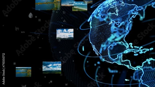 Global communication network and environment technology concept. photo