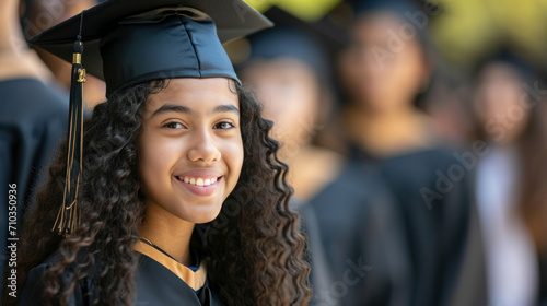 Portrait of a happy and smiling young woman on her graduation day