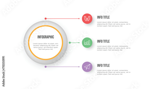 Vector Infographic circle label design template with icons and 3 options or steps.