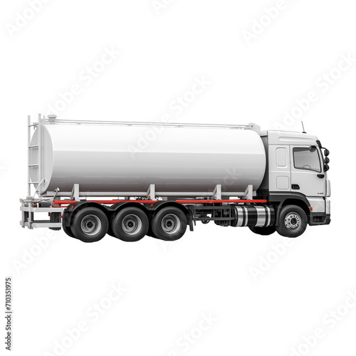 White truck with a tank, side view, isolated on transparent and white background. Generative ai