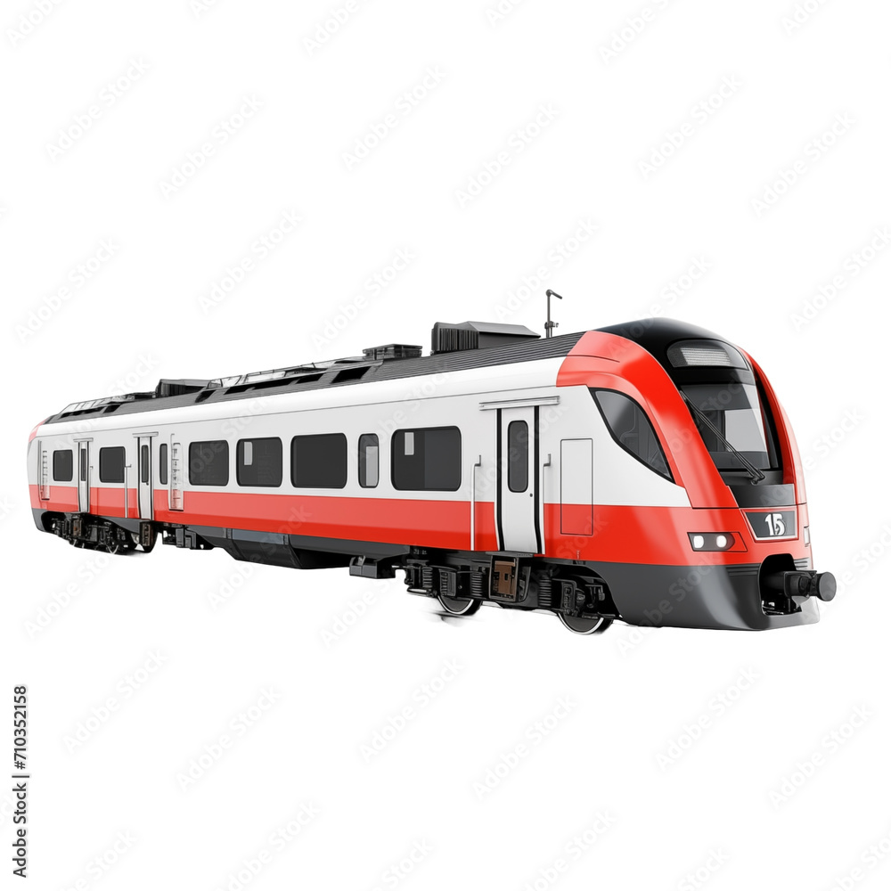 Train on the railway isolated on transparent and white background. Generative ai Train on the railway isolated on transparent and white background. Generative ai