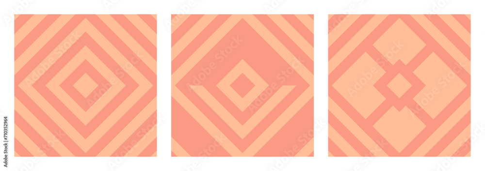 Pink seamless geometric pattern, Pantone color 2024 peach shade for template. Texture of diamonds and squares for creating packaging and textiles. Pink seamless geometric pattern, Pantone color 2024 peach shade for template. Texture of diamonds and squares for creating packaging and textiles.