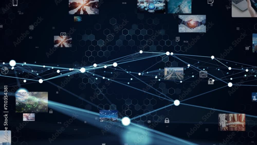 Communication network and various technology concept.