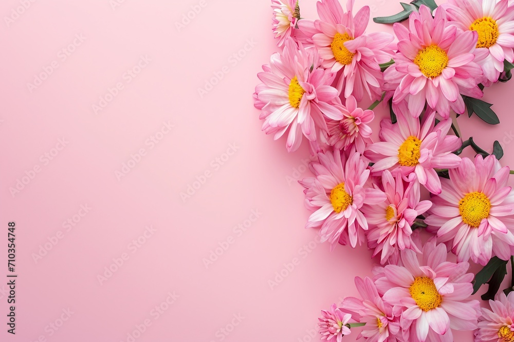 Women's Day: Spring Flowers on a Pink Background with Love.