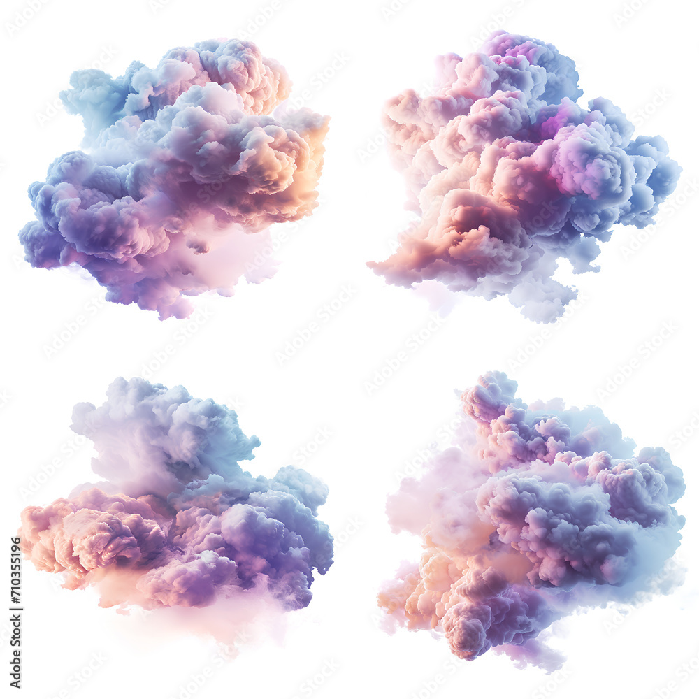 Fototapeta premium Set of Rainbow Cloud isolated on white background