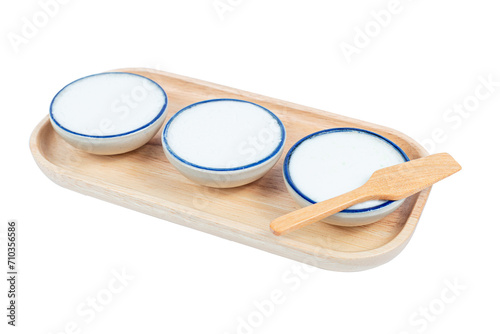 Thai dessert - Kanomtuay. Coconut milk custard. Made from rice flour, Coconut milk and coconut sugar.