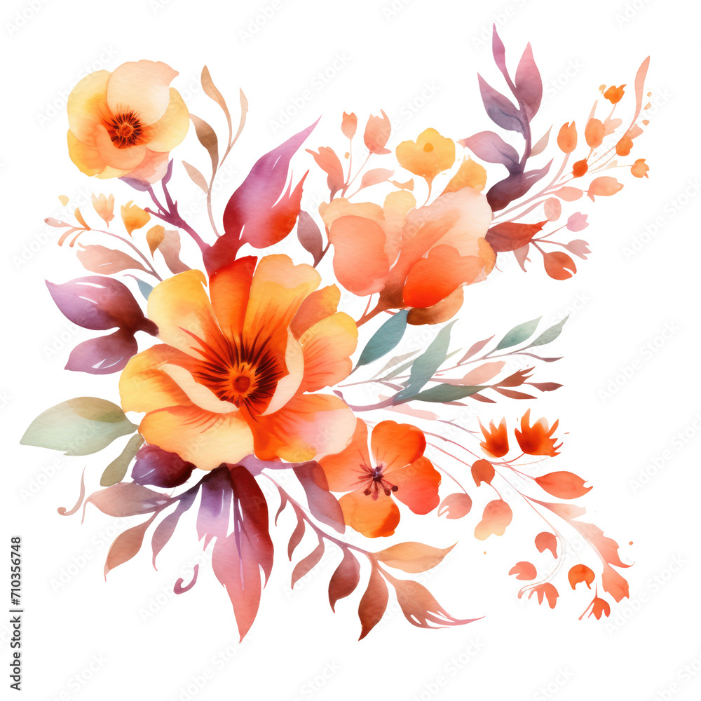 Obraz premium Watercolor illustration of flowers transparent background