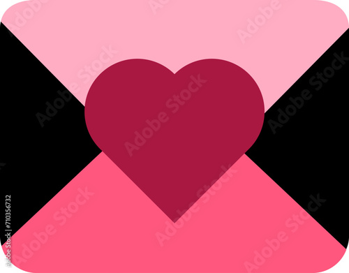 Pink closed holiday envelope LGBTQ sticker. Valentine Day love message sealed in paper letter. Simple pink colored flat Valentine vector icon isolated on white background