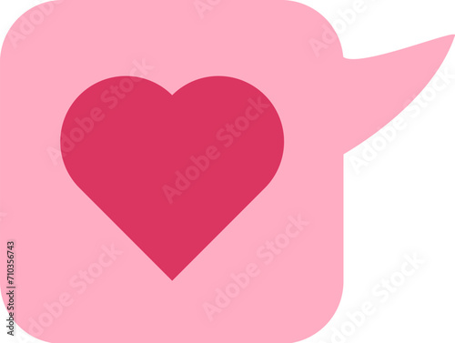 Pink talk bubble Valentine day message LGBTQ sticker. Speech balloon or chat bubble symbol for apps and websites. Simple pink colored flat Valentine vector icon isolated on white background