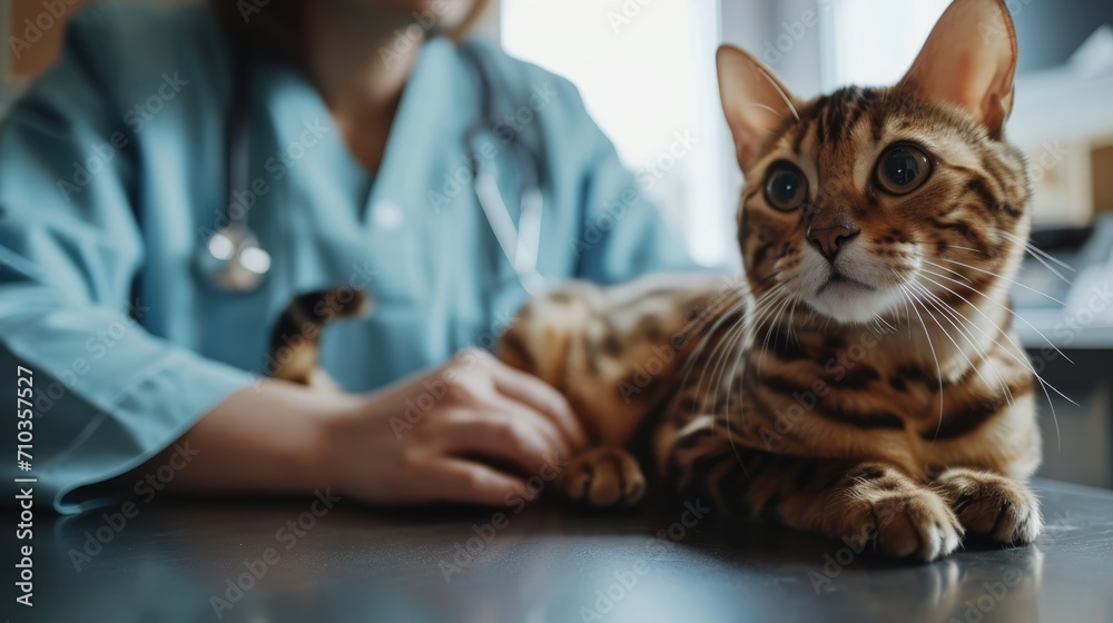 Generative AI, cute cat being examined by professional veterinarian in vet clinic
Generative AI, cute cat being examined by professional veterinarian in vet clinic