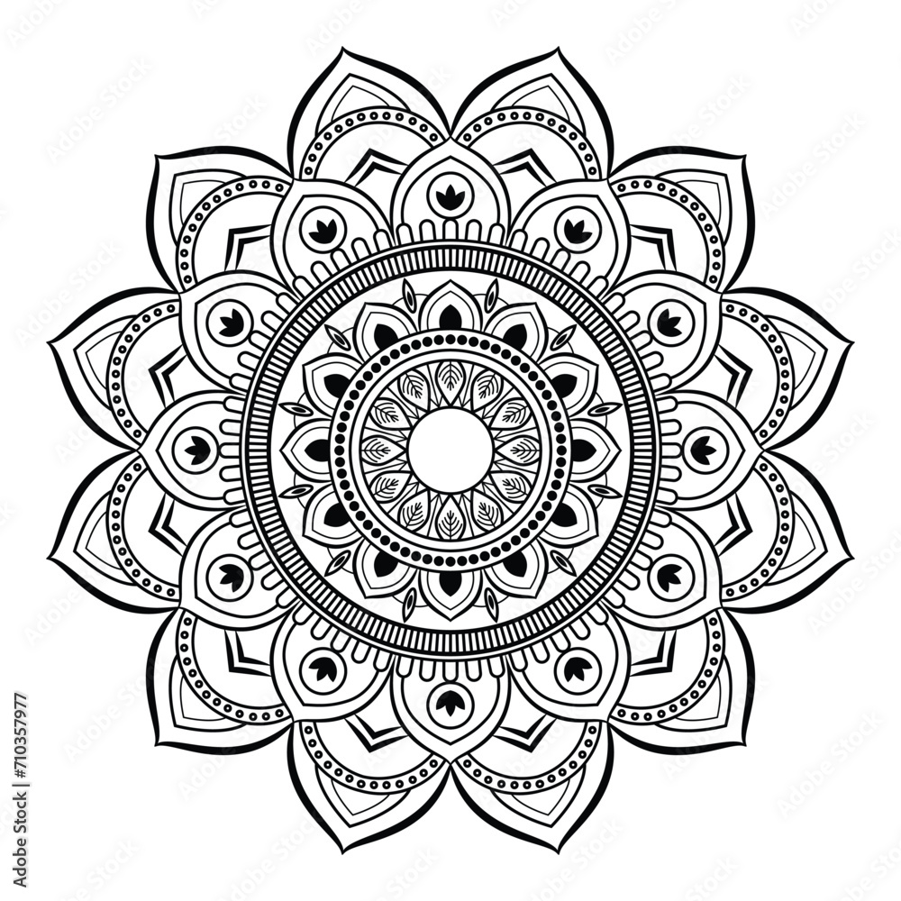 Black and white vector lineal mandala background design Stock Vector ...
