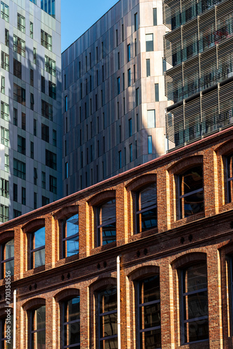 Cityscape of office buildings in the Poblenou district in the city of Barcelona capital of Catalonia in Spain