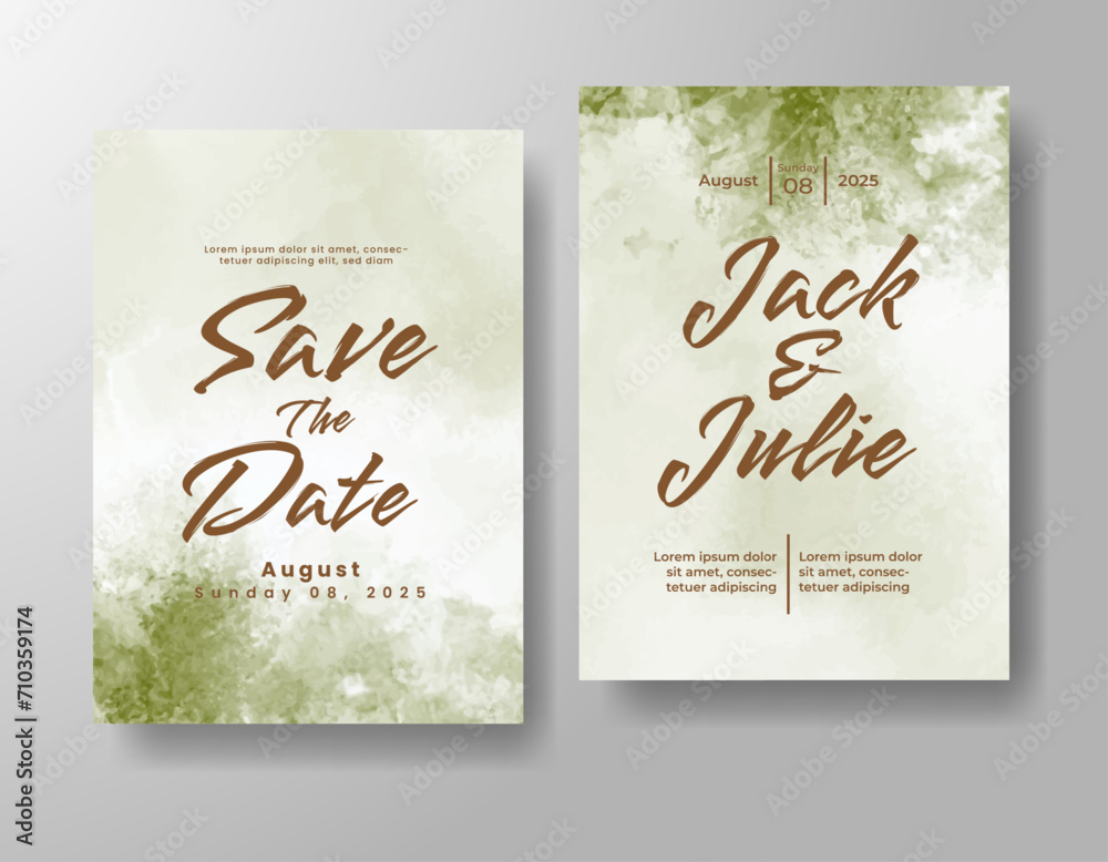 Wedding invitation with abstract watercolor background