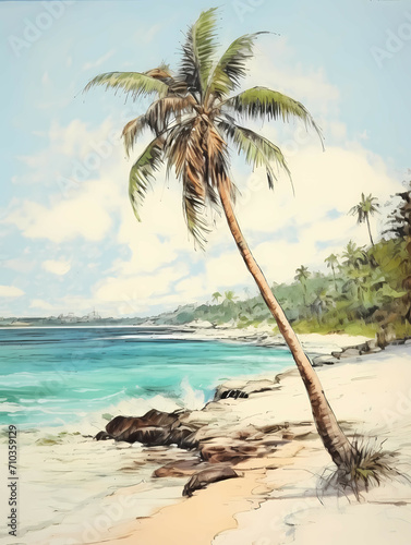 Palm Tree On Paradise Beach  A Palm Tree On A Beach