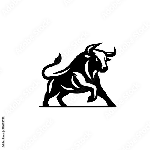 Dynamic Vector Logo Featuring a Charging Bull. Powerful Symbol of Strength and Resilience for Corporate Branding, Financial Services, and Marketing. Striking and Versatile logo on a white Background.