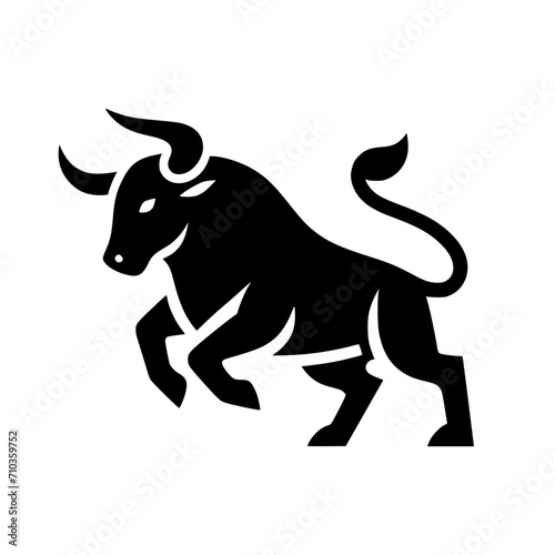 Dynamic Vector Logo Featuring a Charging Bull. Powerful Symbol of Strength and Resilience for Corporate Branding  Financial Services  and Marketing. Striking and Versatile logo on a white Background.