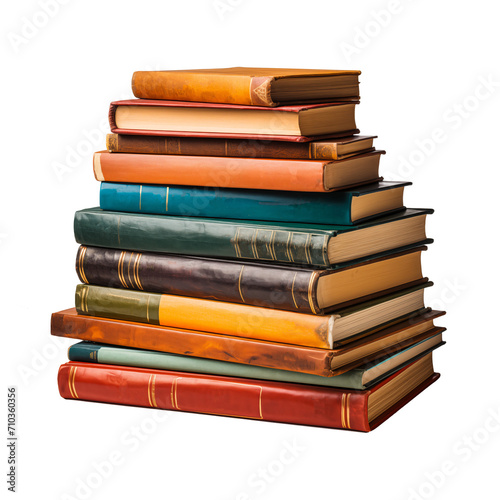 stack of books isolated on transparent background, PNG file